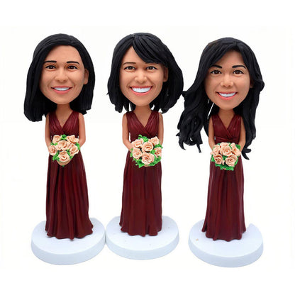 Custom Bridesmaid Bobbleheads, Personalized Bobble Head Figurines