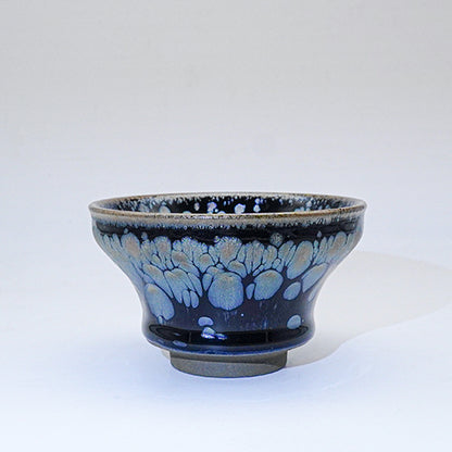 JianZhan Teacup Tea Tasting Tenmoku Tea Bowl Handmade Deep Blue Magnolia Cup