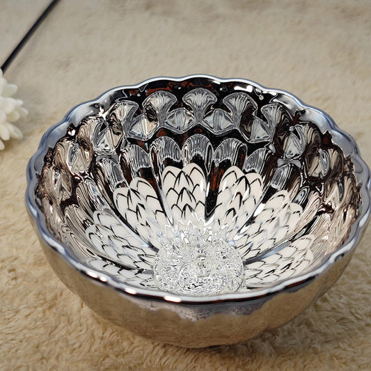 Silvery Inlaid Dragon Jianzhan Tenmoku TeaCup Tasting Cup Tea Bowl