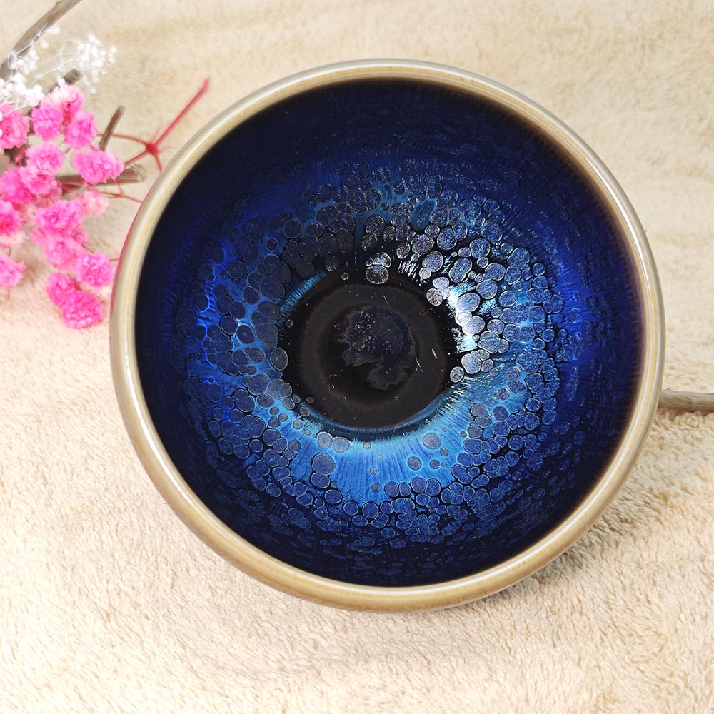 Cobalt Blue Glazed Jianzhan Tenmoku TeaCup Tasting Cup Tea Bowl