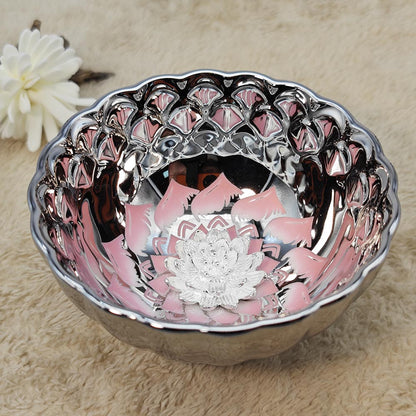 Silvery Pink Inlaid Lotus Flower Jianzhan Tenmoku TeaCup Tasting Cup Tea Bowl