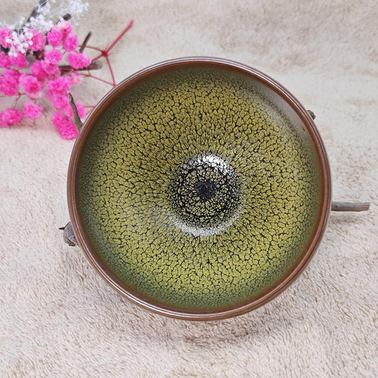 Green Partridge Feather Spots Jianzhan Tenmoku TeaCup Tasting Cup Tea Bowl