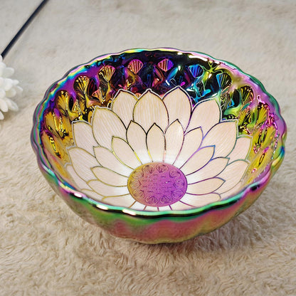 Coloful Golden Lotus Flower Jianzhan Tenmoku TeaCup Tasting Cup Tea Bowl