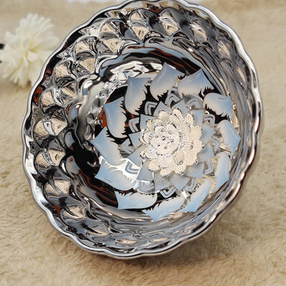 Silvery Blue Inlaid Lotus Flower Jianzhan Tenmoku TeaCup Tasting Cup Tea Bowl