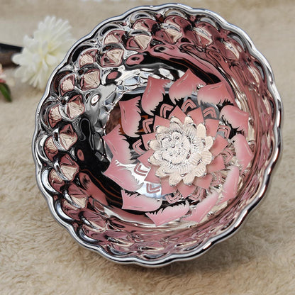 Silvery Pink Inlaid Lotus Flower Jianzhan Tenmoku TeaCup Tasting Cup Tea Bowl