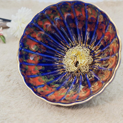 Golden Blue Peacock Jianzhan Tenmoku TeaCup Tasting Cup Tea Bowl