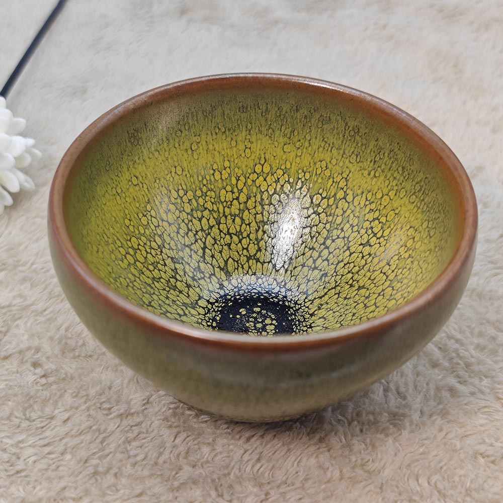 Green Partridge Feather Spots Jianzhan Tenmoku TeaCup Tasting Cup Tea Bowl