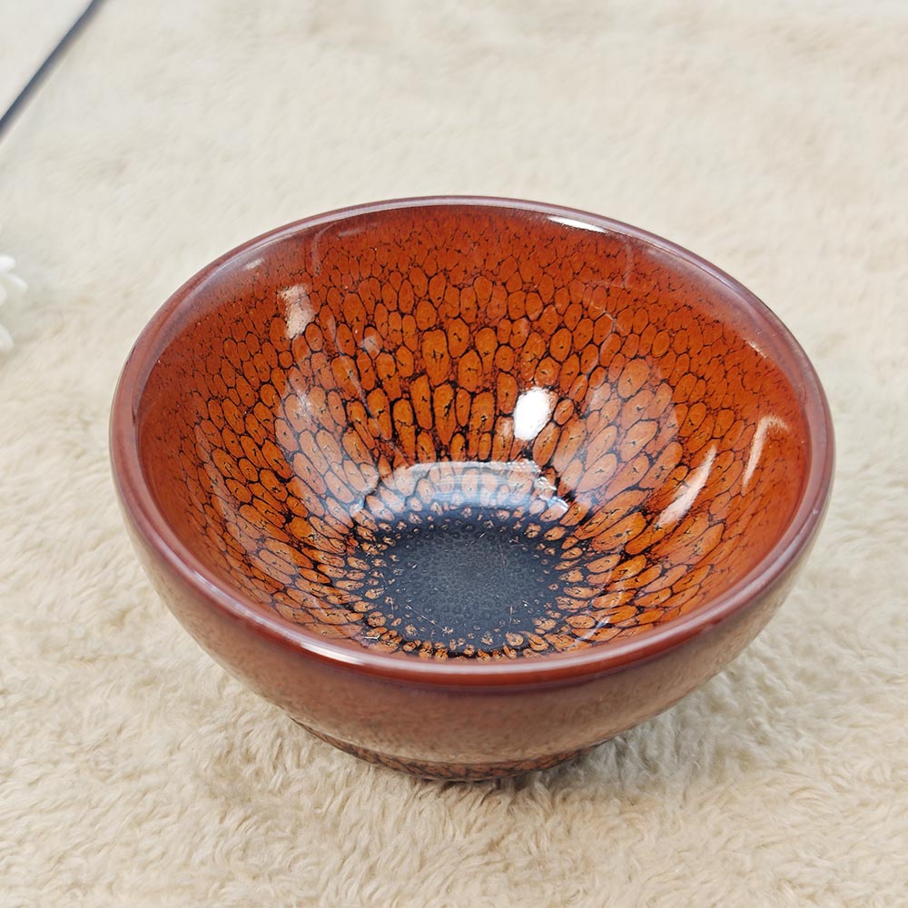 Red Partridge Feather Spots Jianzhan Tenmoku TeaCup Tasting Cup Tea Bowl