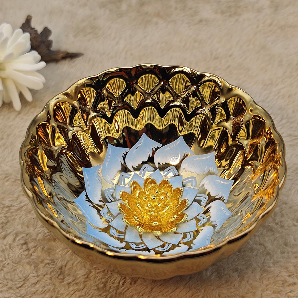 Golden blue Inlaid Lotus Flower Jianzhan Tenmoku TeaCup Tasting Cup Tea Bowl