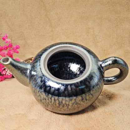 Silvery Blue Hare's Fur Jianzhan Tenmoku Teapot