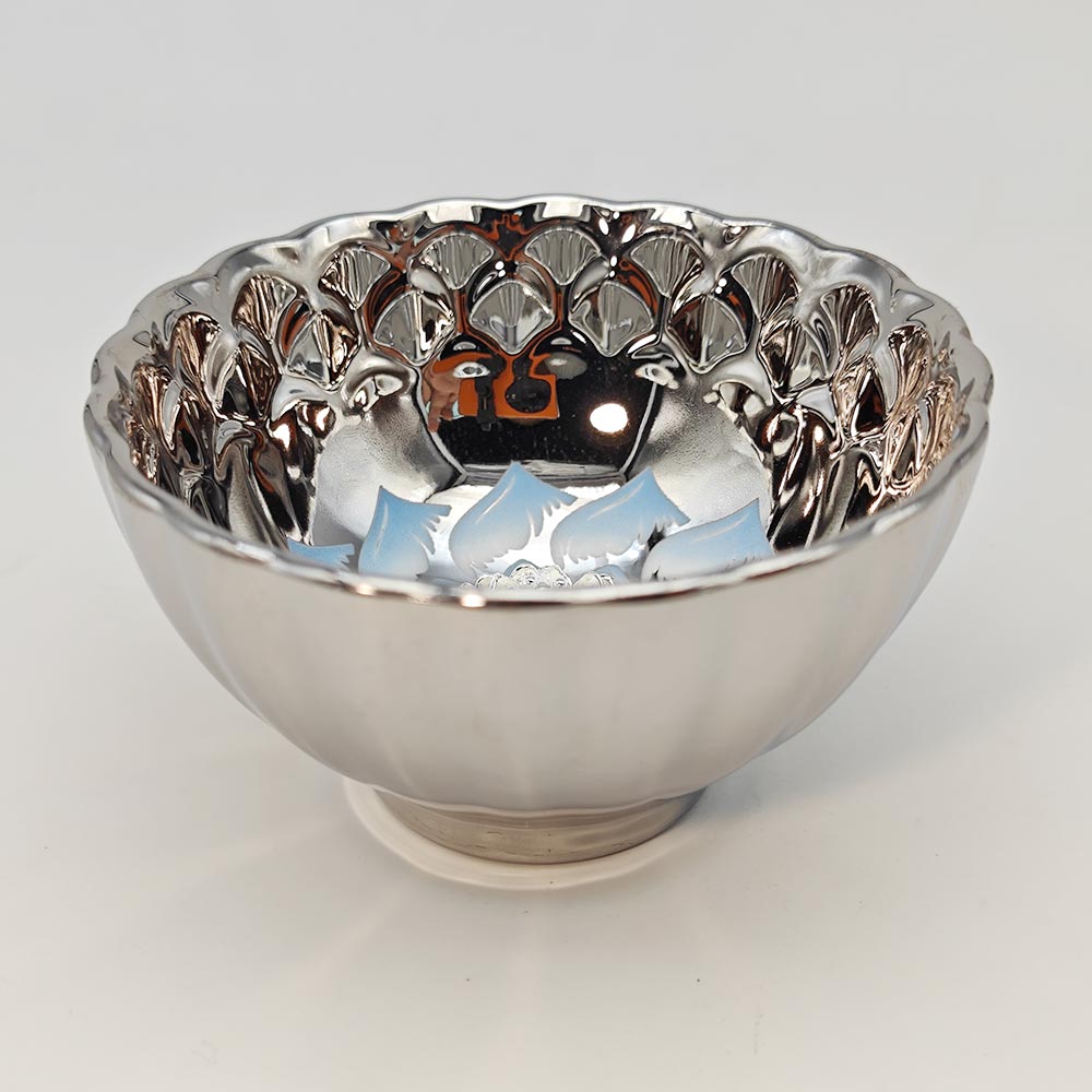 Silvery Blue Inlaid Lotus Flower Jianzhan Tenmoku TeaCup Tasting Cup Tea Bowl