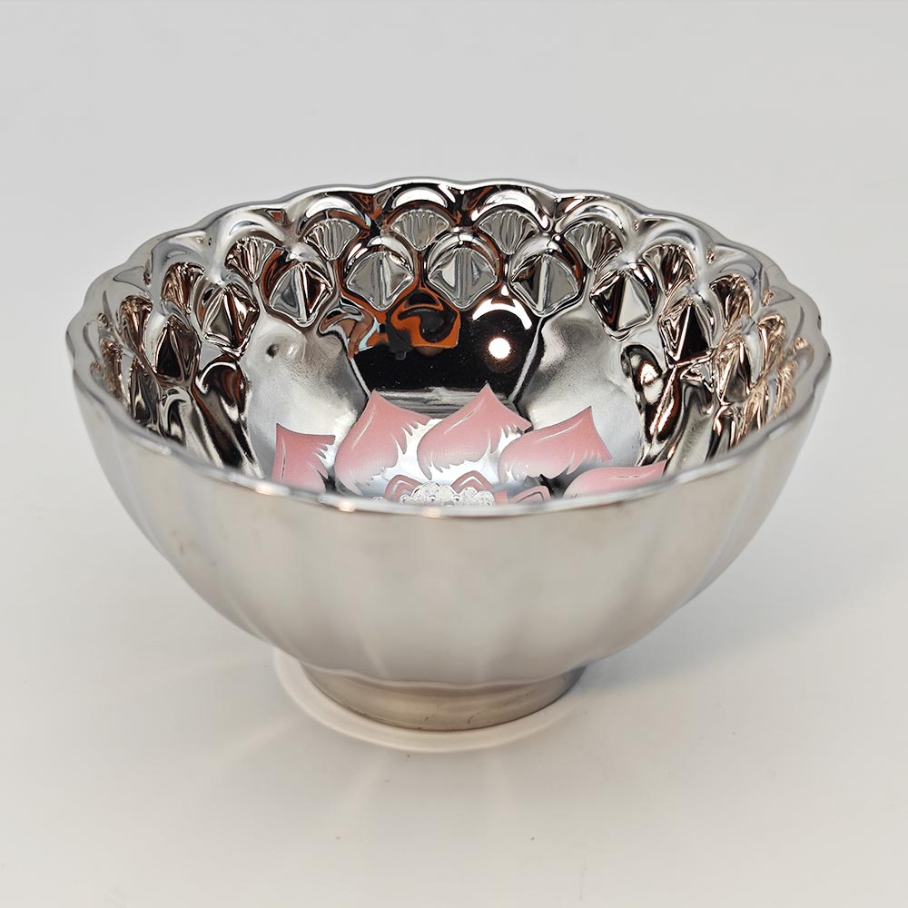 Silvery Pink Inlaid Lotus Flower Jianzhan Tenmoku TeaCup Tasting Cup Tea Bowl