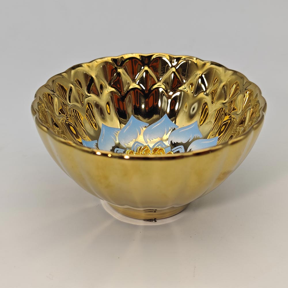 Golden blue Inlaid Lotus Flower Jianzhan Tenmoku TeaCup Tasting Cup Tea Bowl