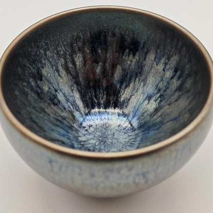 Ocean Blue Hare's Fur Jianzhan Tenmoku TeaCup Tasting Cup Tea Bowl