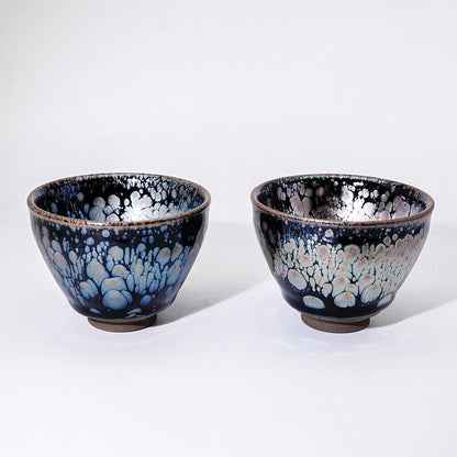 Handmade Jianzhan Oil Drop Purple Gold + Oil Drop Tenmoku Tea Cups