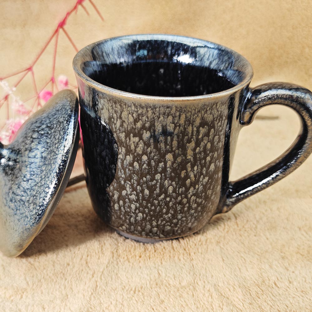 Red Partridge Feather Spots Jianzhan Tenmoku Tea Cup/Silver Blue Hare's Fur Jianzhan Tenmoku Tea Cup