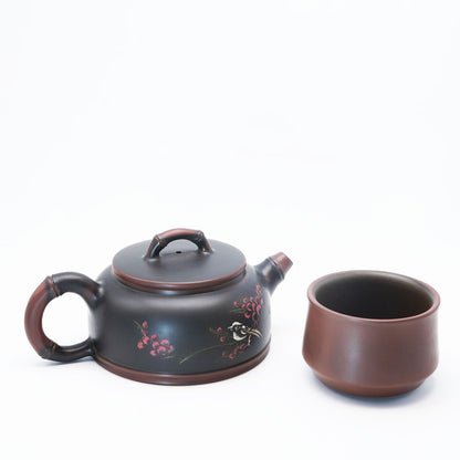 Half Moon Teapot Jianzhan Teapot with Tea Cover Tianmu Teapot Handmade Ceramic Teacup Tea Set Home Gift Auspicious Teapot